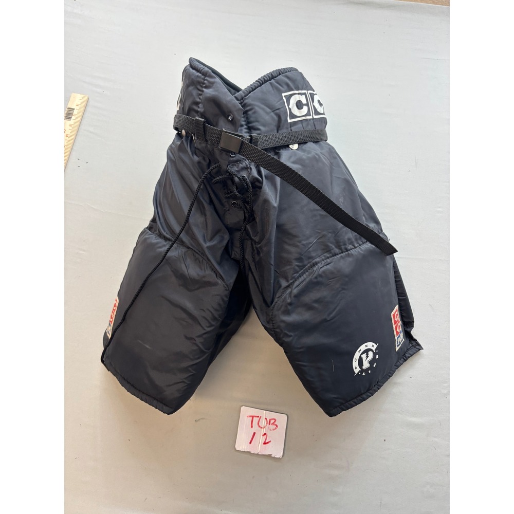 Vintage CCM Power Line Ice Hockey Pants Black Padded Made in Canada Mens Large